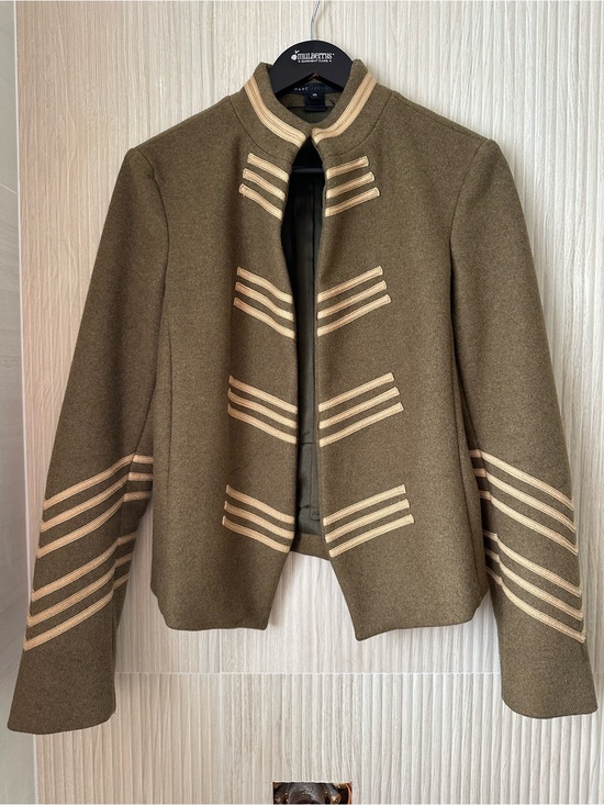 Marc Jacobs Jackets & Blazers - Marc Jacobs Olive Green Military-Style Wool Jacket with Cream Trim Size 10